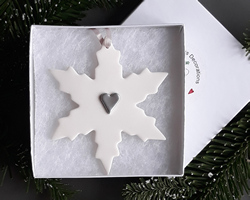 Snowflake Large Silver Heart
